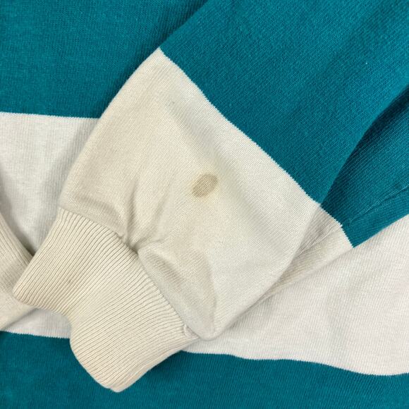 GANT Rugger Shirt Mens Size XL Teal White Striped Long Sleeve Rugby USA Classic - Picture 8 of 9